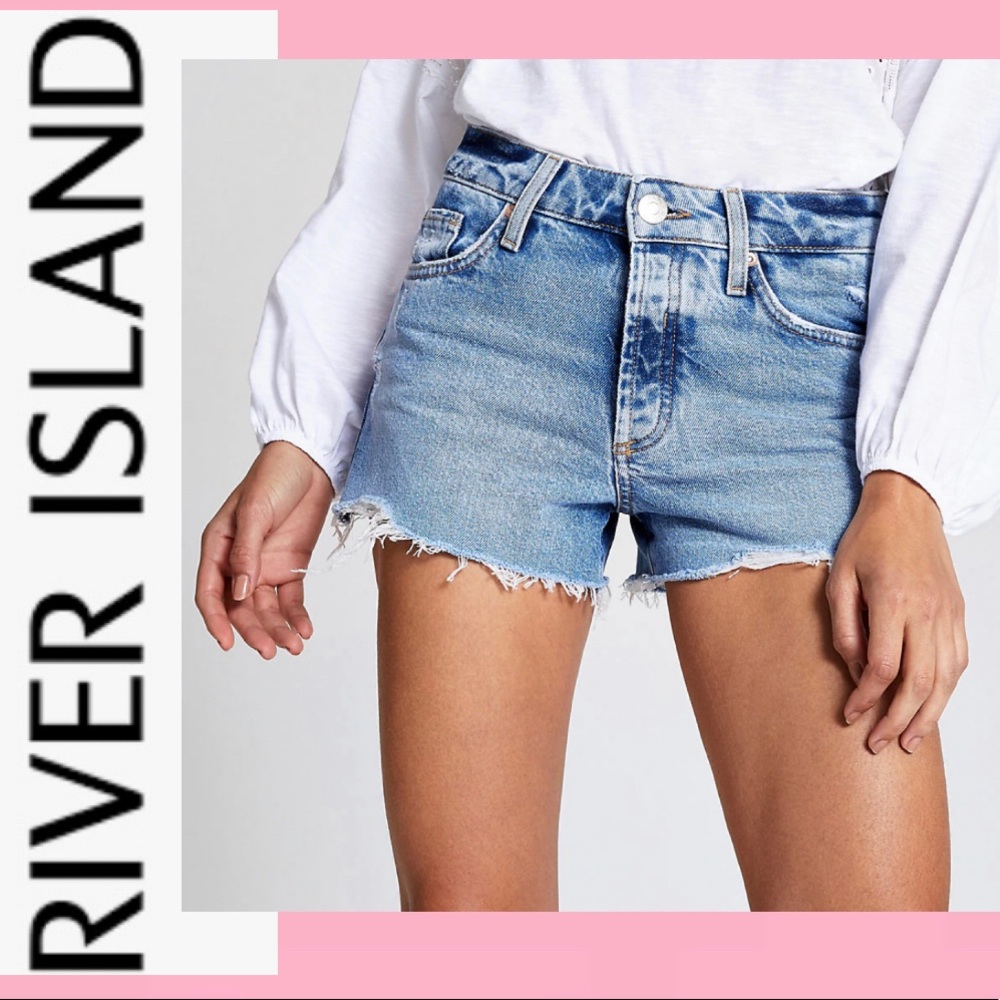 RIVER ISLAND Midrise Denim Shorts - SZ US 2/UK 8
